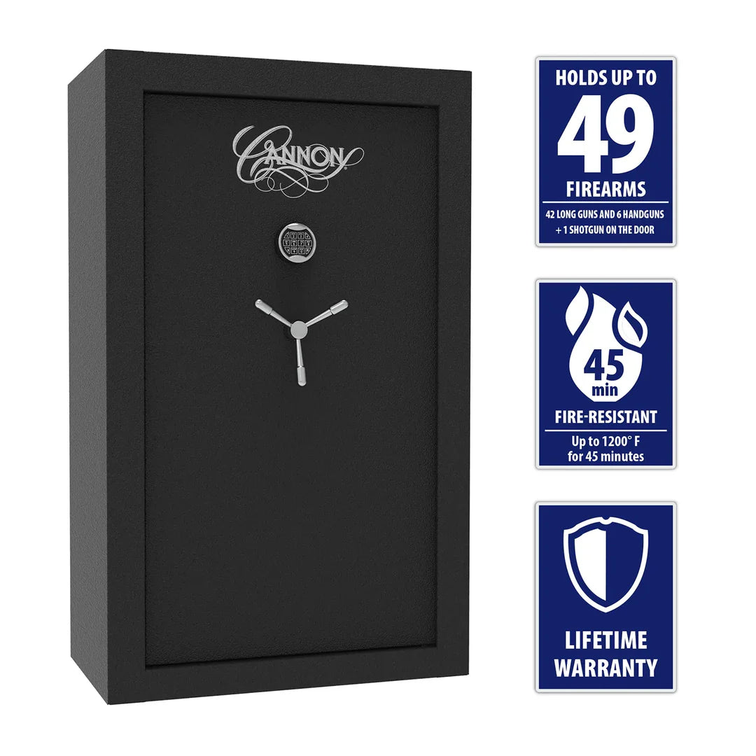 Cannon Fireproof Safe with 43+6-Gun Capacity, Electronic Lock, Black