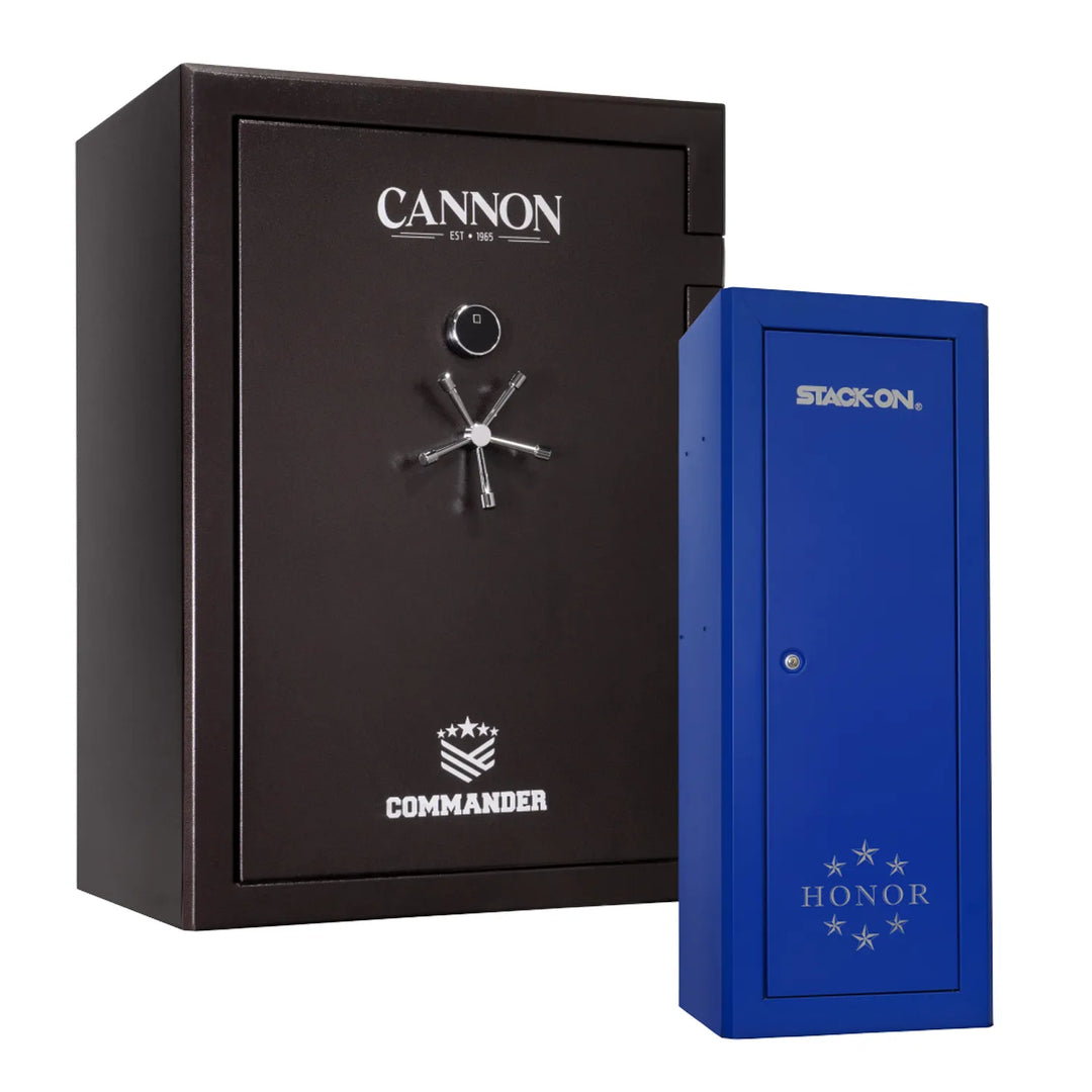 Cannon Commander 70 Gun Safe + Honor 18 Gun Steel Security Cabinet Blue