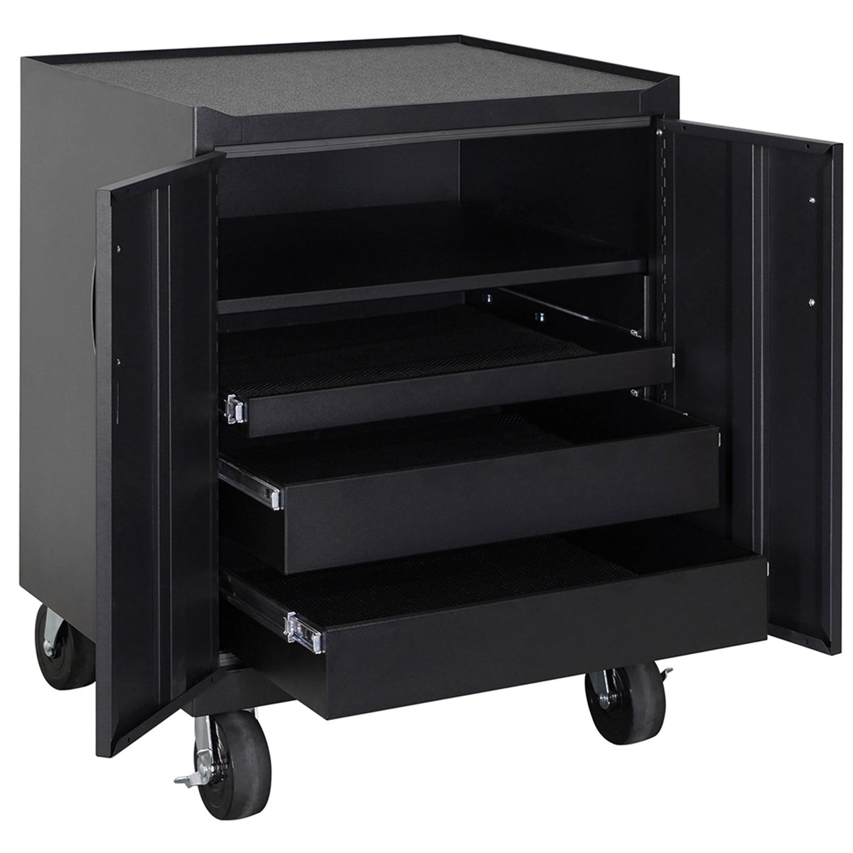 Stack on garage base cabinet with 3 drawers – steel tool storage with shelf (cj)