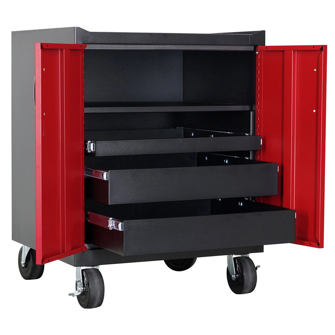 Stack-On Base Cabinet with 3 Drawers – Steel Garage Storage with Shelf