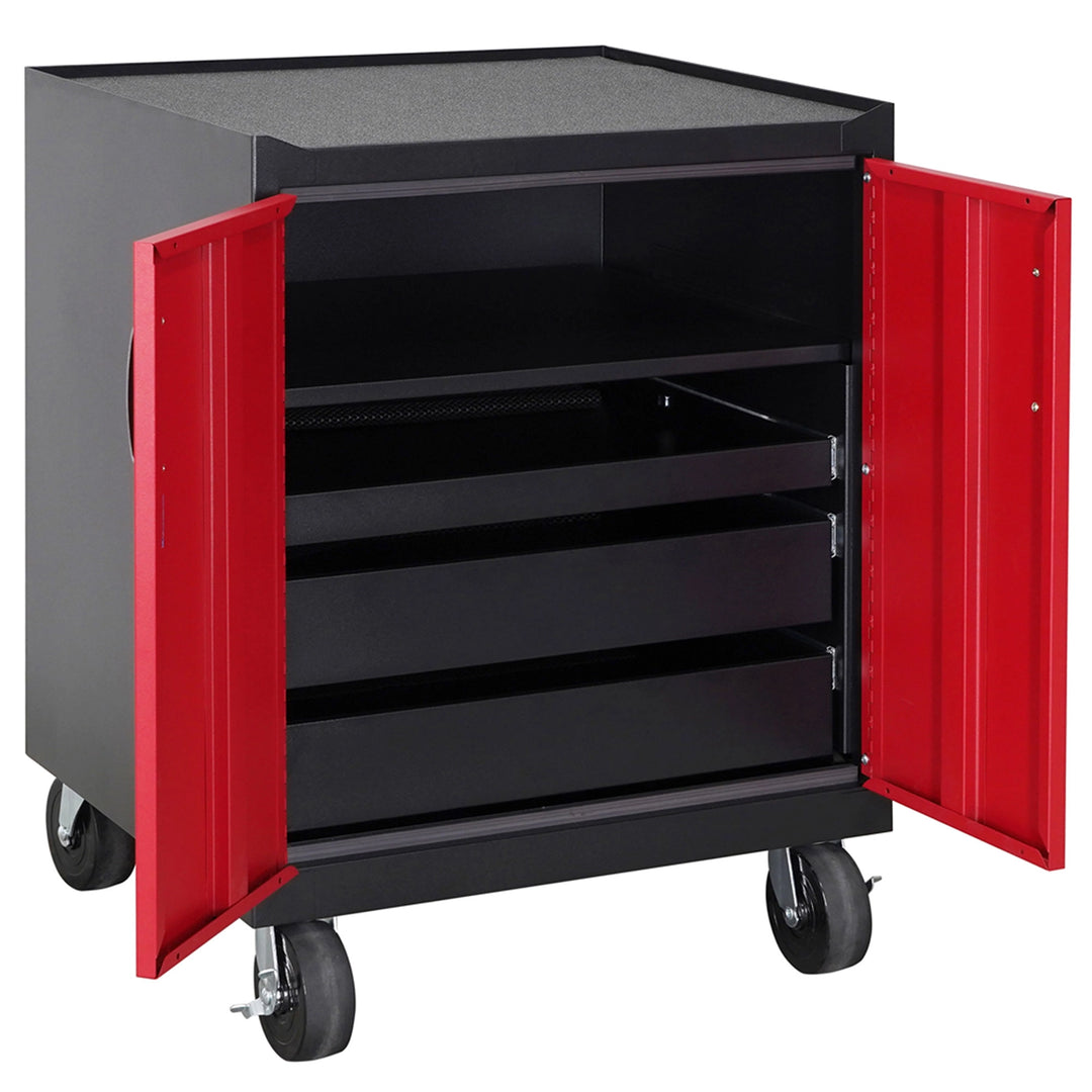 Stack-On Base Cabinet with 3 Drawers – Steel Garage Storage with Shelf