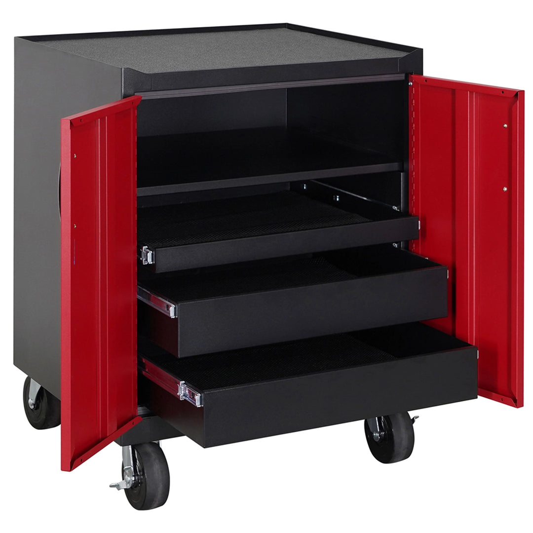 Stack-On Base Cabinet with 3 Drawers – Steel Garage Storage with Shelf