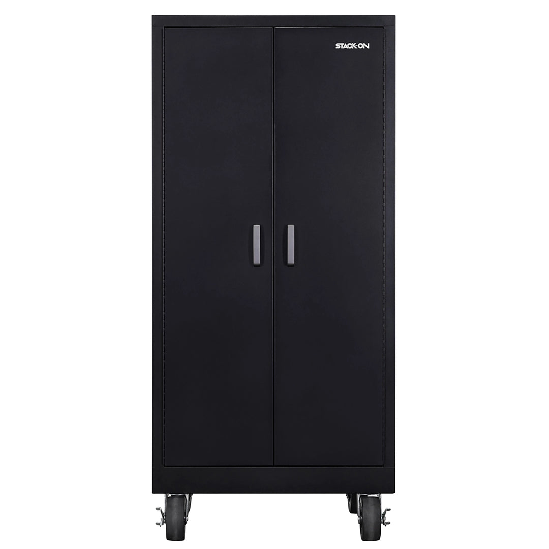 Stack-On Tall Steel Storage Locker – 4 Shelves, Rolling Cabinet