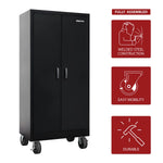 Load image into Gallery viewer, Stack-On Tall Steel Storage Locker – 4 Shelves, Rolling Cabinet
