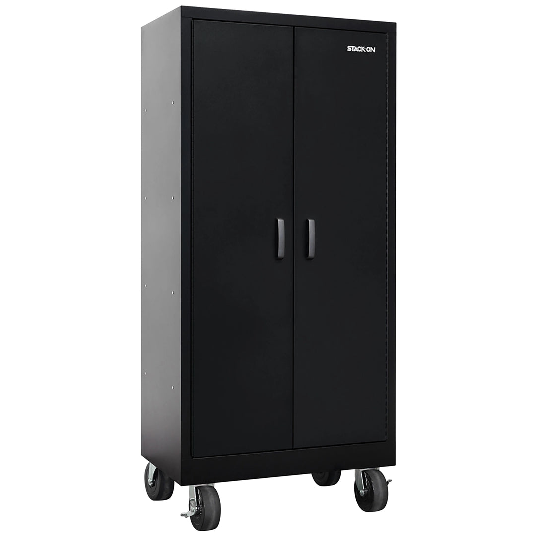 Stack-On Tall Steel Storage Locker – 4 Shelves, Rolling Cabinet