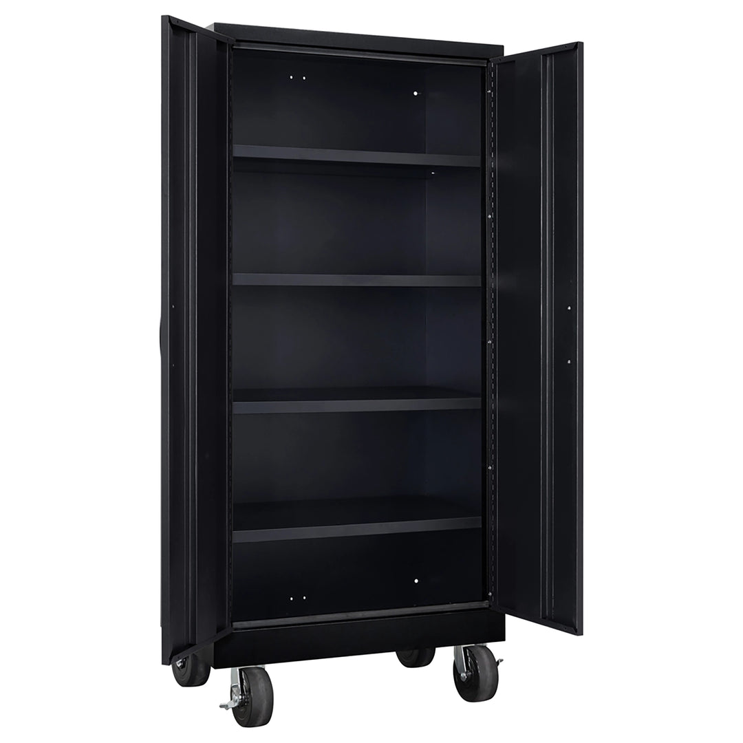 Stack-On Tall Steel Storage Locker – 4 Shelves, Rolling Cabinet