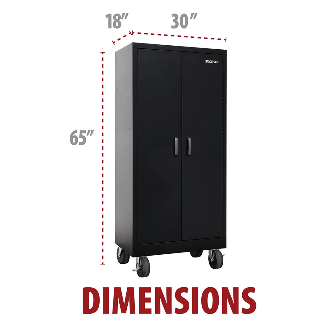 Stack-On Tall Steel Storage Locker – 4 Shelves, Rolling Cabinet