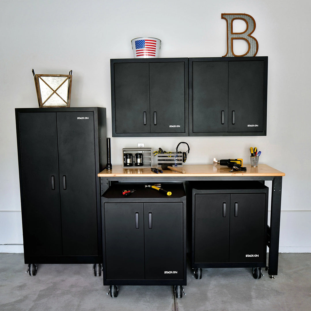 Stack-On 2-Door Wall Cabinet – Steel Garage Storage with Shelves