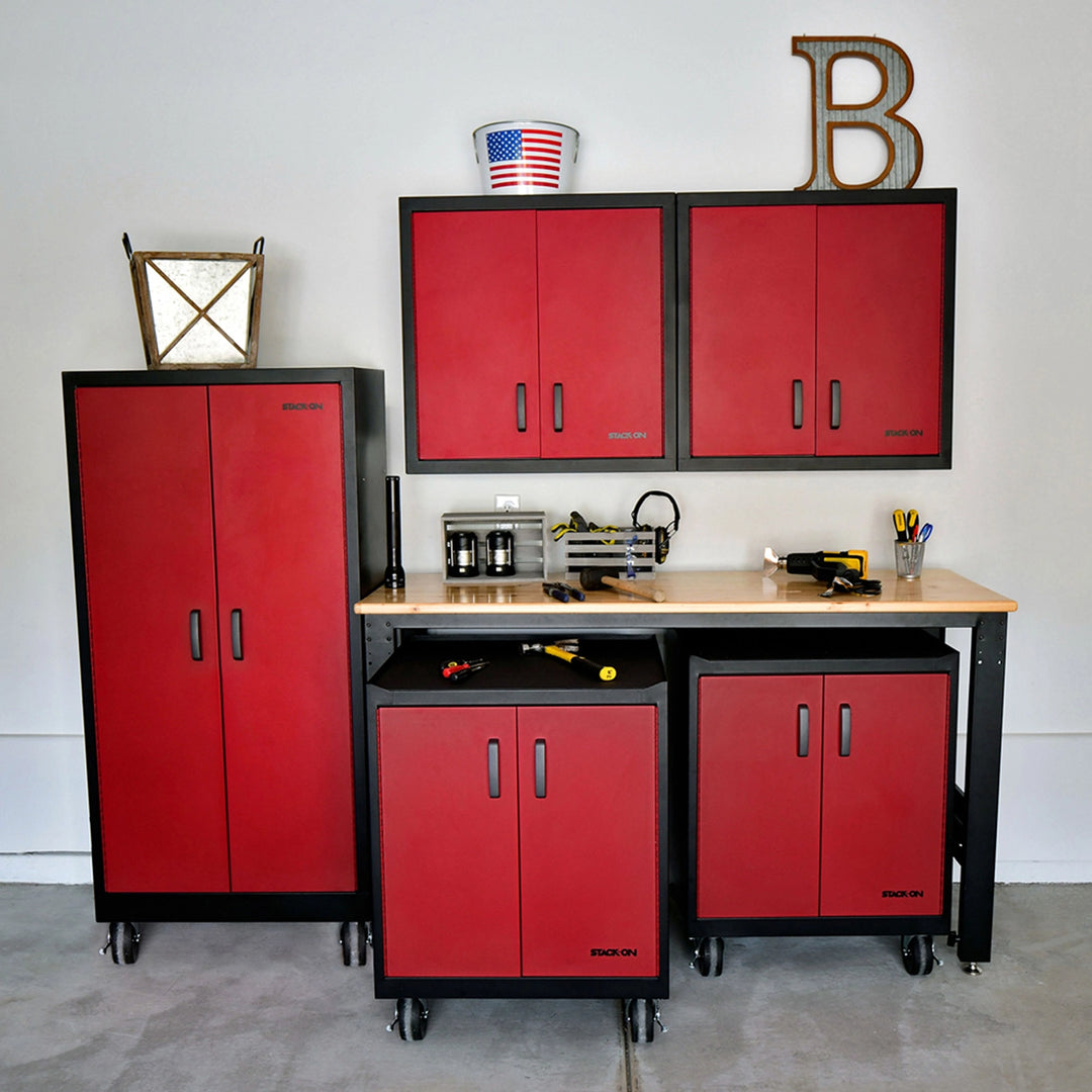 Stack-On Base Cabinet with 3 Drawers – Steel Garage Storage with Shelf