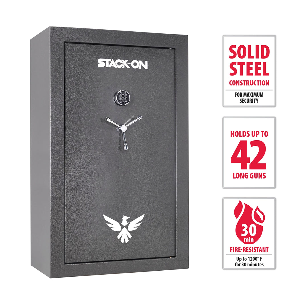 Stack-On 52-Gun Fireproof Gun Safe with Electronic Lock – 30 Min Fire Rating